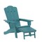 Merrick Lane Nassau Adirondack Chair with Cup Holder and Pull Out Ottoman, All-Weather HDPE Indoor/Outdoor Lounge Chair